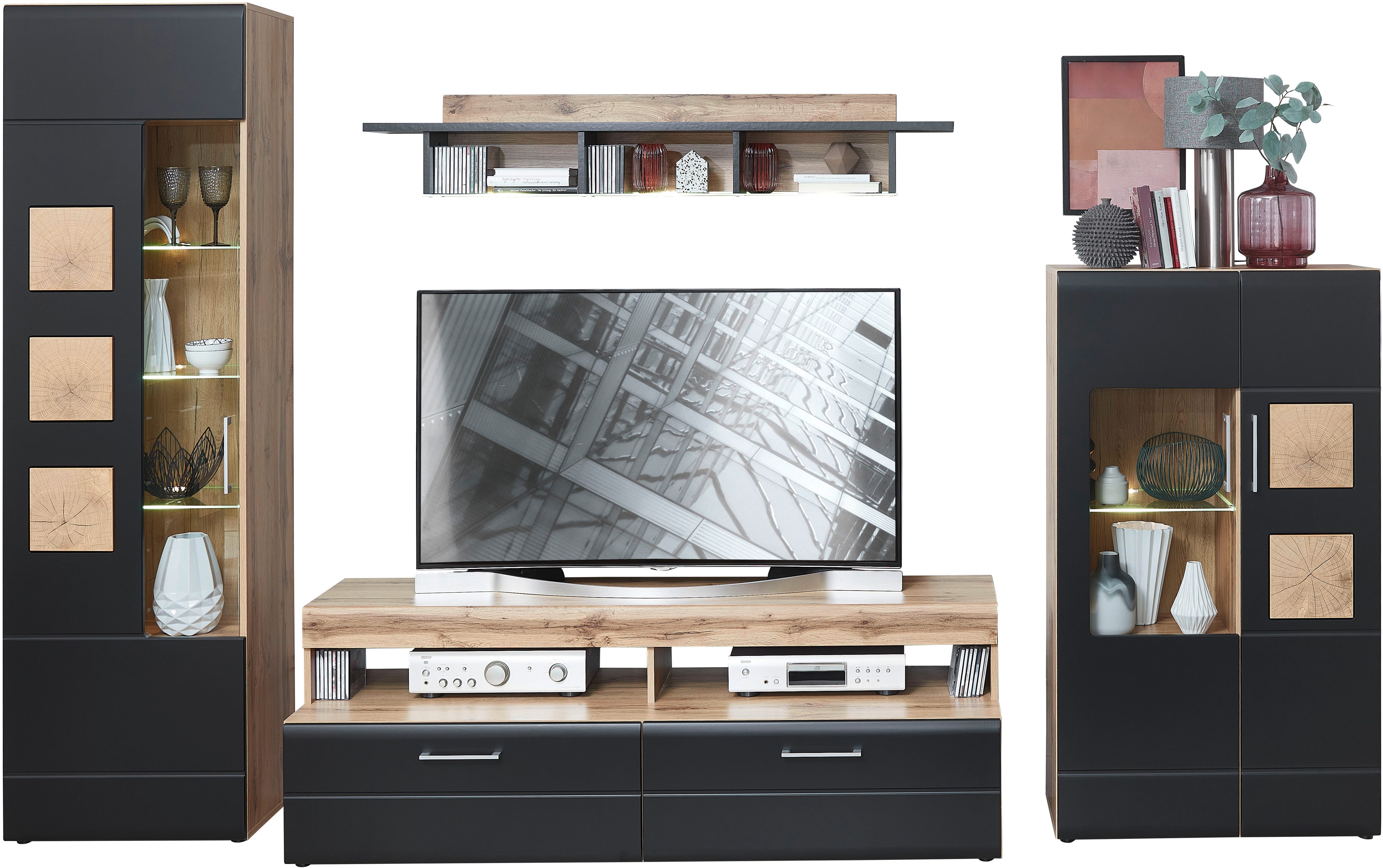 Innostyle Wohnwand Sonate, (Komplett-Set, 4-St), inkl. LED-Beleuchtung günstig online kaufen