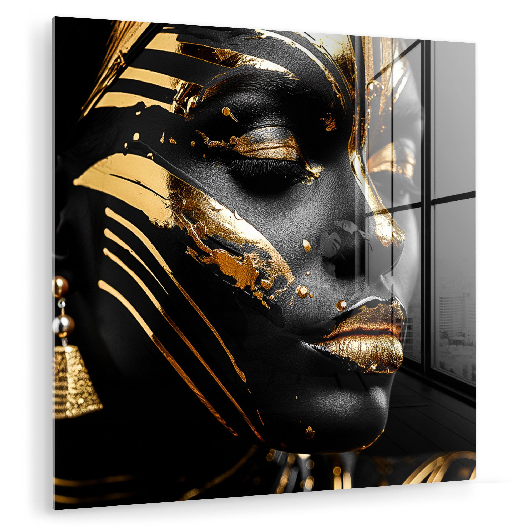 MuchoWow Acrylglasbild Frau - Gold - günstig online kaufen
