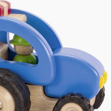 goki Spielzeug-Traktor Traktor Blue, Bestes Massivholz wurde hochwertig verarbeitet