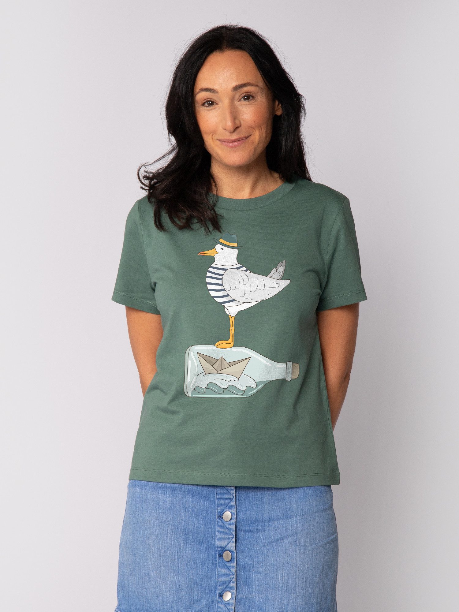 wat? Apparel T-Shirt Möwe mit Hut