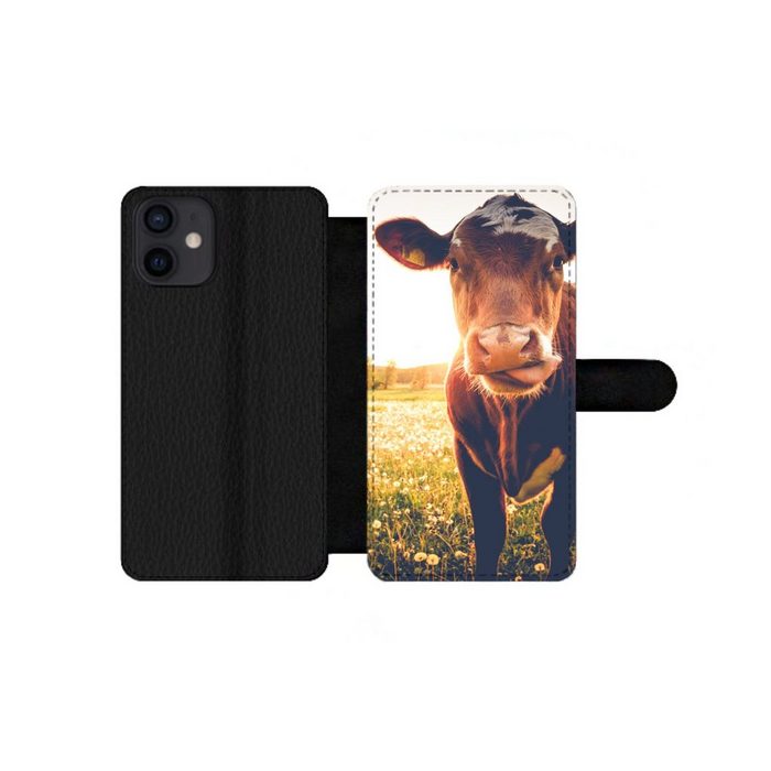 MuchoWow Handyhülle Kuh - Sonnenuntergang - Blumen - Gras - Tiere Handyhülle Telefonhülle Apple iPhone 12 Mini