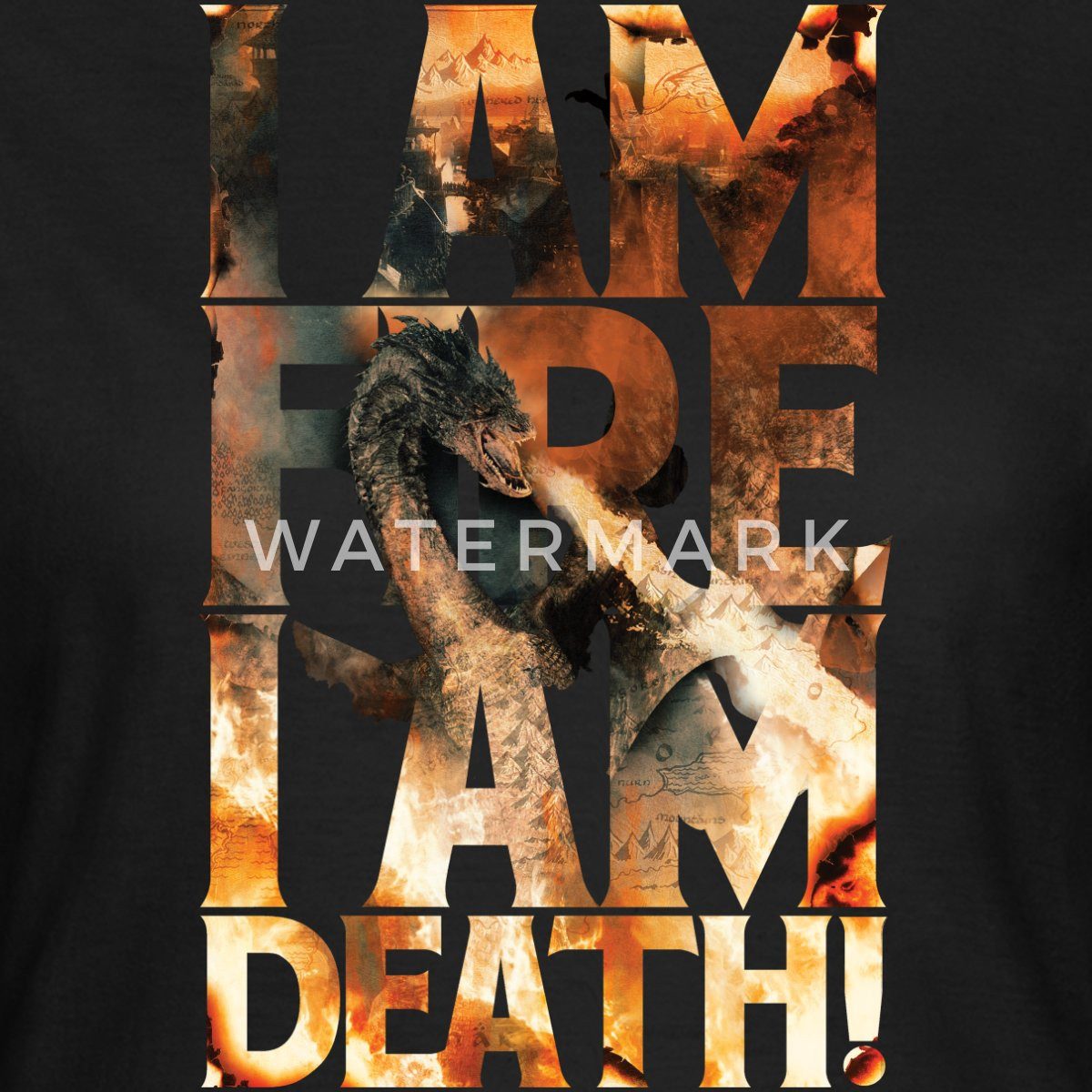 Spreadshirt T-Shirt Der Hobbit Smaug Ich Bin Feuer, Ich Bin Der Tod Frauen T-Shirt (1-tlg)