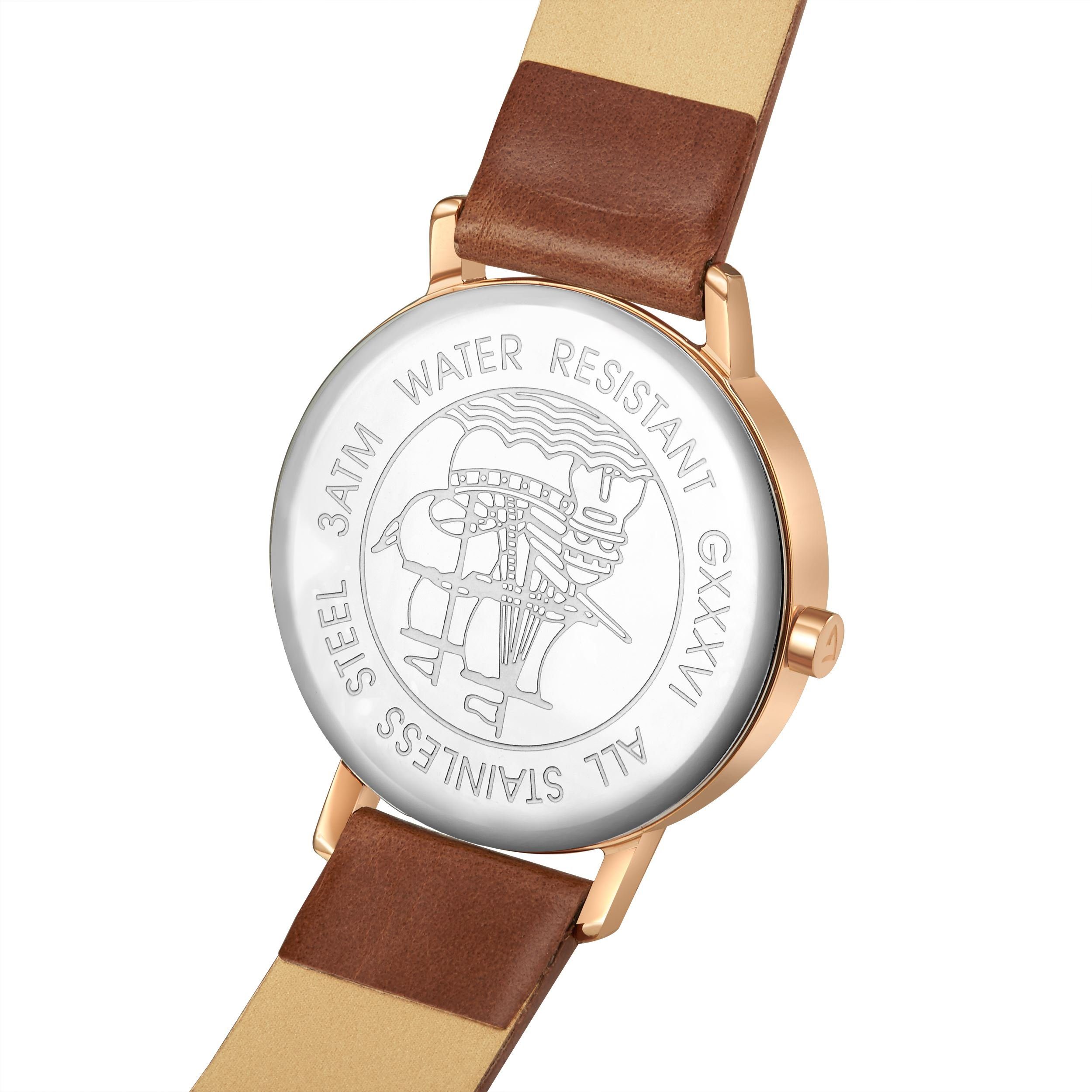 Gigandet Quarzuhr Armbanduhr, Damenuhr, Flach, Schlicht, 30mm, MINIMALISM G36-004 G36-004, Mineralglas, Minimalistisch, Lederband, 3bar/30m wasserdicht – Bild 5 von 5