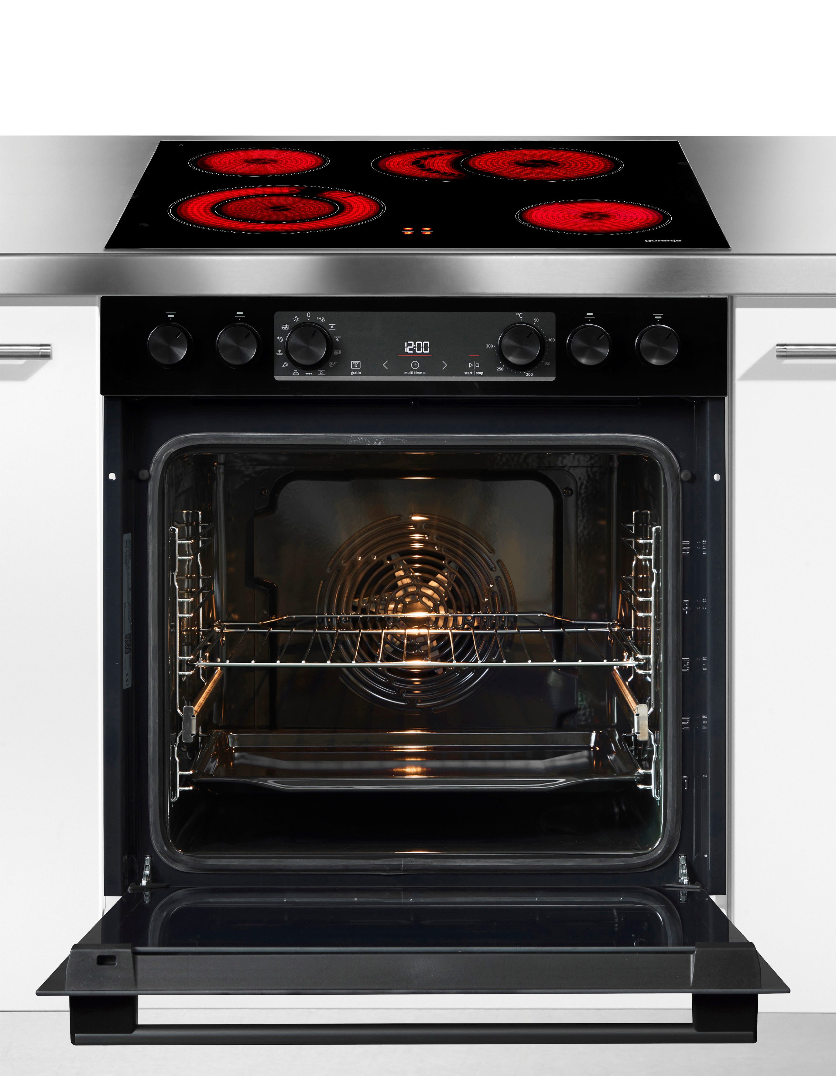 GORENJE Elektro-Herd-Set Pacific Herd Set, mit 1-fach-Teleskopauszug, Aqua Clean, Pizzafunktion mit 300 °C – perfekt für Pizza, Focaccia und mehr!