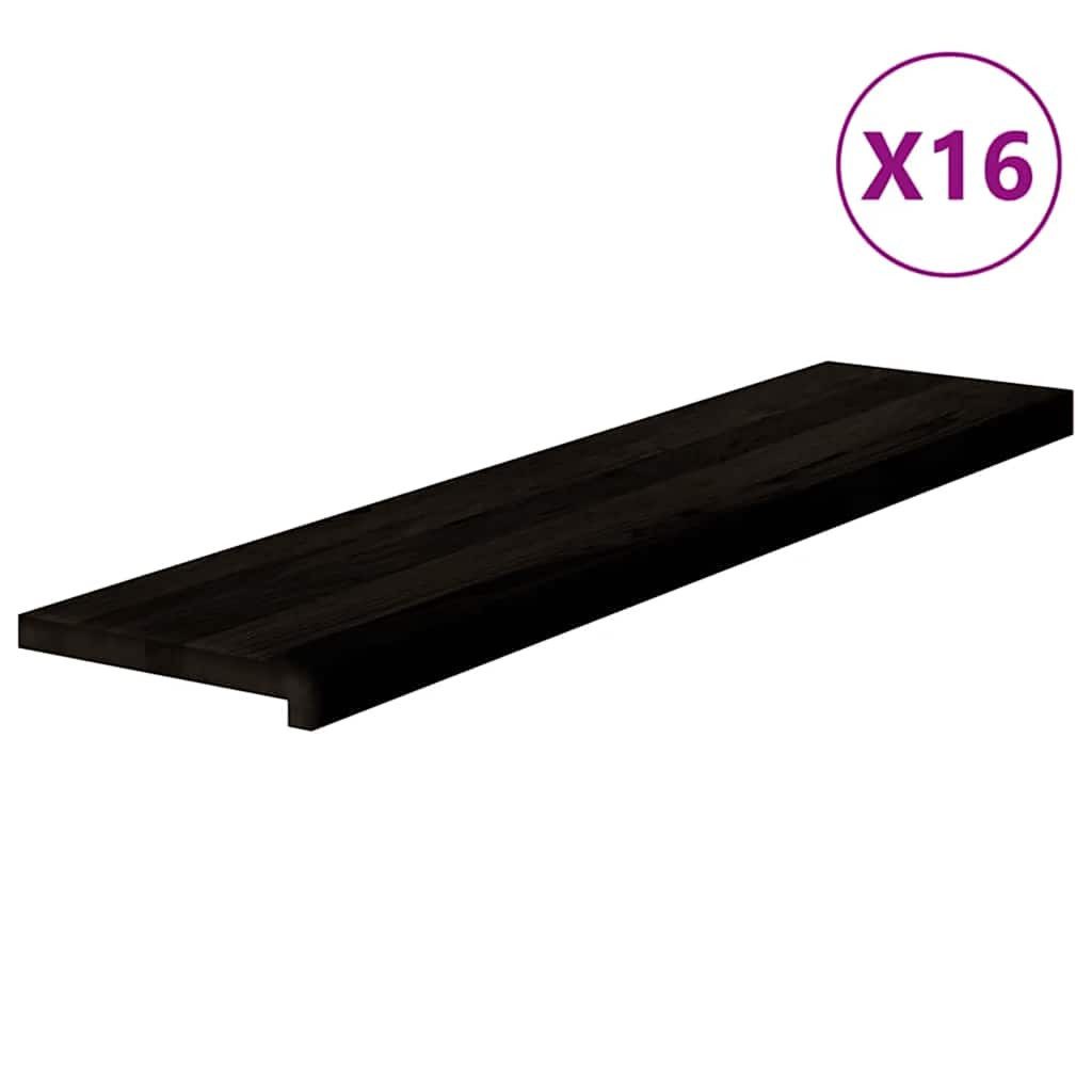 vidaXL Stufenmatte Treppenstufen 16 Stk. Braun-Schwarz 110x30x2 cm Massivholz Eiche, Hütte, Treppenstufen 16 Stk. Braun-Schwarz 110x30x2 cm Massivholz Eiche