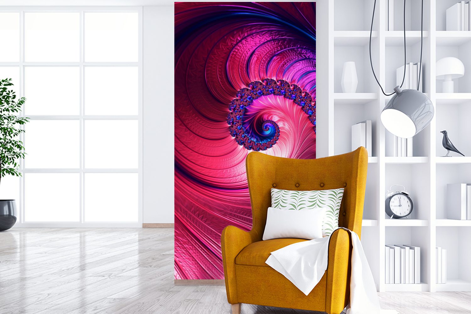MuchoWow Fototapete Spirale - Abstrakt Schlafzimmer bedruckt, - Farben, Vliestapete Küche, St), Fototapete Wohnzimmer (2 für Matt