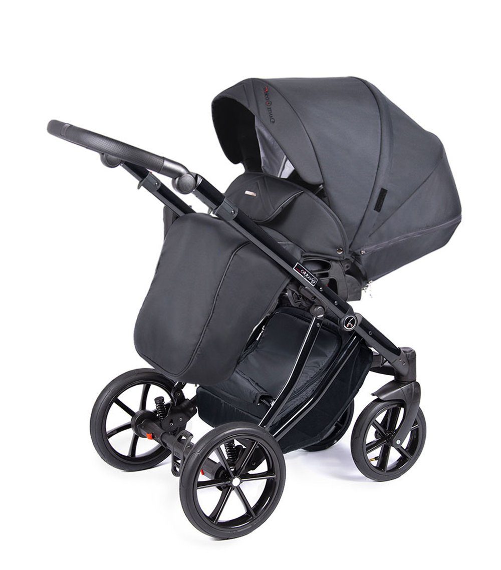 babies-on-wheels 1 Kinderwagen-Set Grau in Kombi-Kinderwagen 3 Gestell - Teile in - 16 Dante Farben schwarz = 13