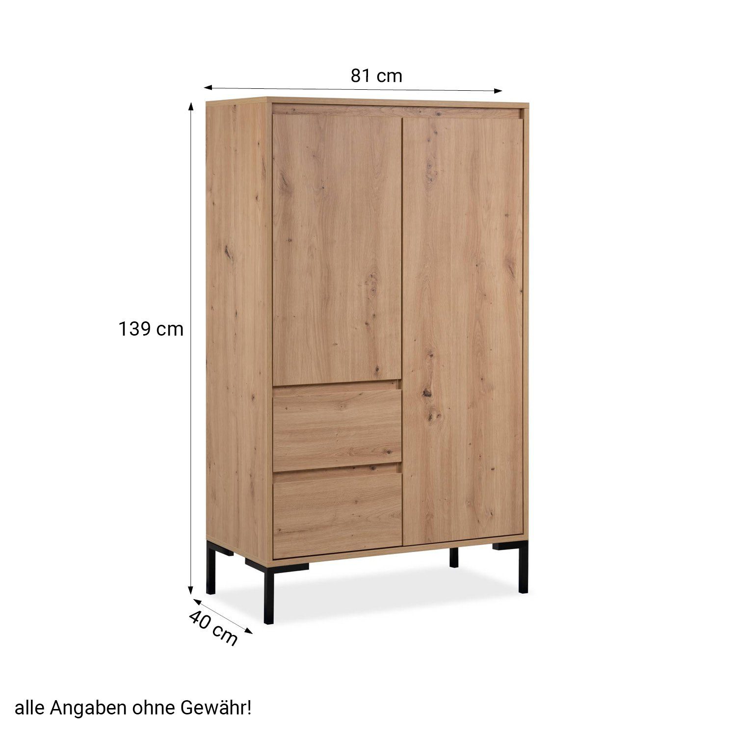 Homestyle4u Highboard Highboard Wohnzimmerschrank Kommode Holz Eiche Industrial Schwarz