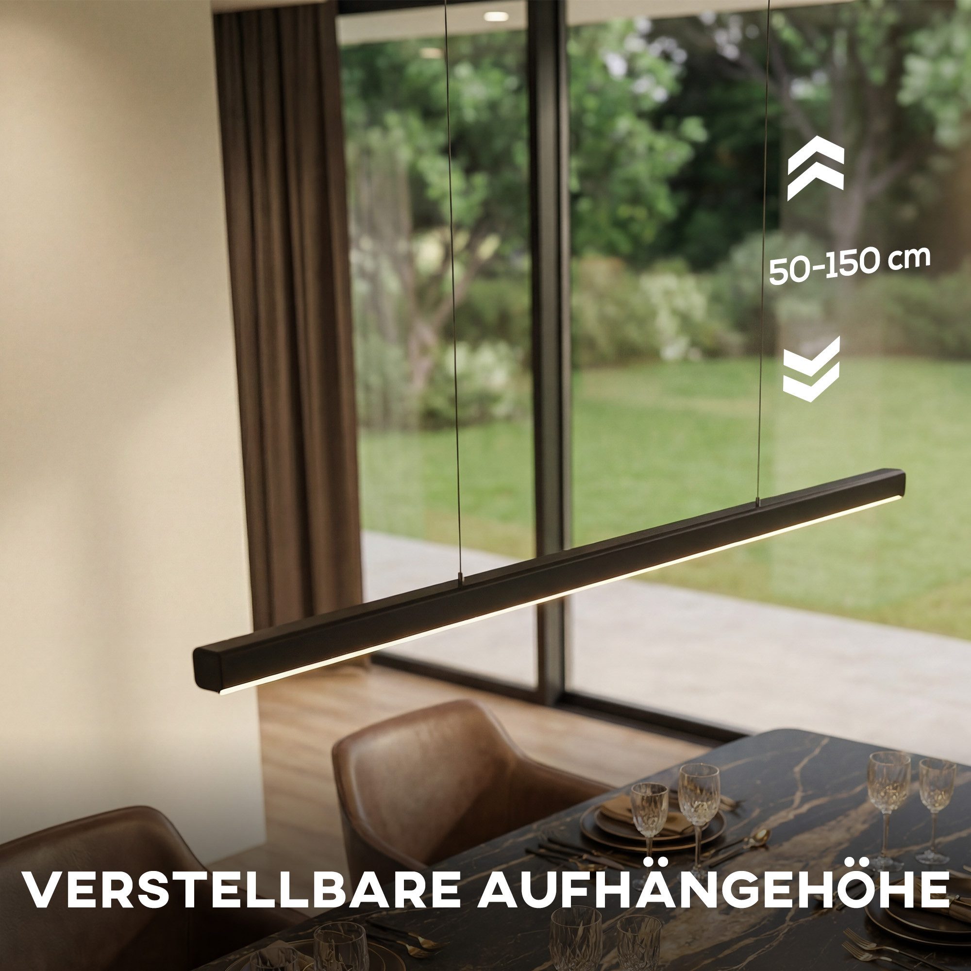 HOMCOM Pendelleuchte LED 114 cm dimmbar höhenverstellbar Hängeleuchte Pendellampe, Dimmfunktion, Farbwechsel, Nachtlichtfunktion, LED fest integriert, Warmweiß, – Bild 5 von 5