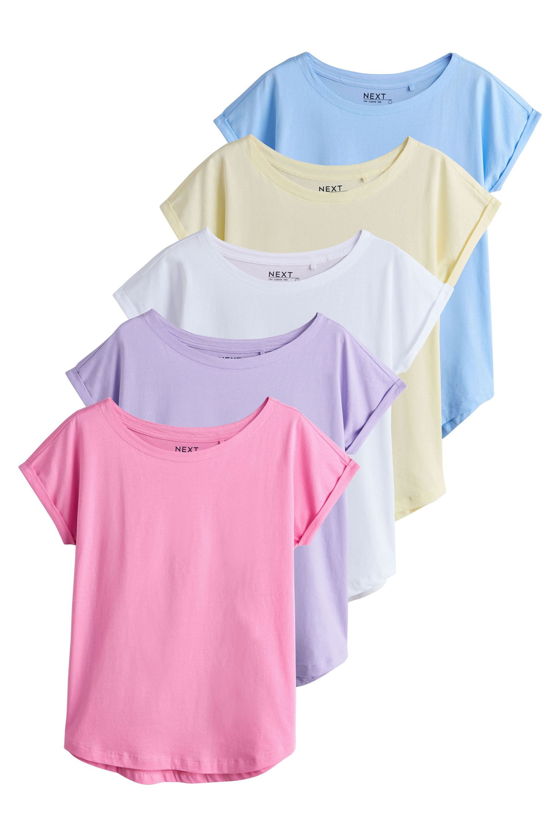 Next T-Shirt 5er-Pack T-Shirts mit Flügelärmeln Baumwolle (5-tlg)