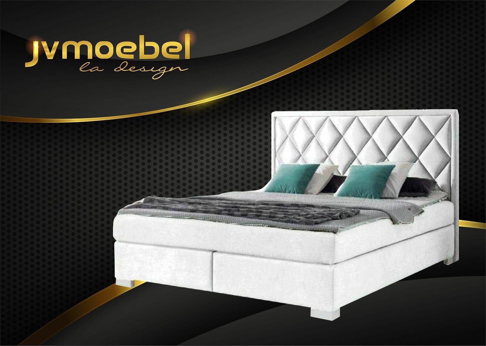 JVmoebel Bett, Bett Textil Schlafzimmer Design 180x200 Weiß Möbel Luxus Modern Betten