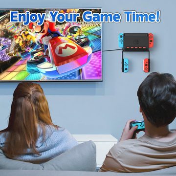 HYTIREBY Wandhalterung für Nintendo Switch und Switch OLED Zubehör Nintendo (4 Joy Con Haken, sichere Aufbewahrung der SwitchKonsole, Schwarz)