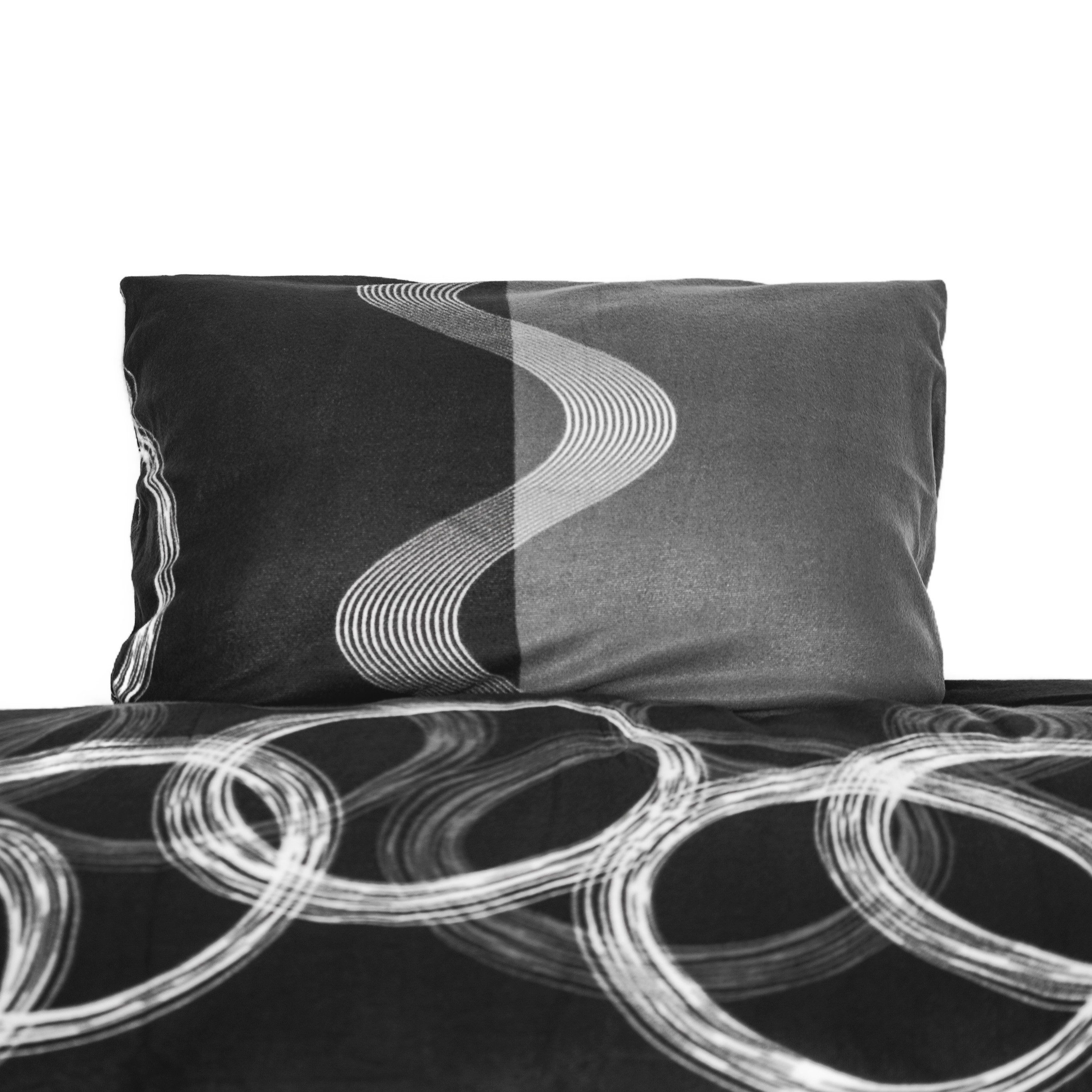 COFI 1453 Bettwäsche Fleece-Bettwäsche grau Reißverschluss Kissen- & Deckenbezug