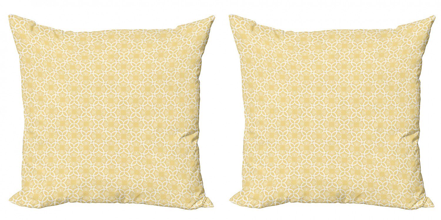 Kissenbezüge Modern Accent Doppelseitiger Digitaldruck, Abakuhaus (2 Stück), Gelb und Weiß Aufwändige Blumen | Kissenbezüge