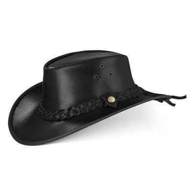 BLACK FOREST FOX Cowboyhut TEXAS Unisex Western Reiten Cowboy Leder Hut in 4 Farben Black Größe L