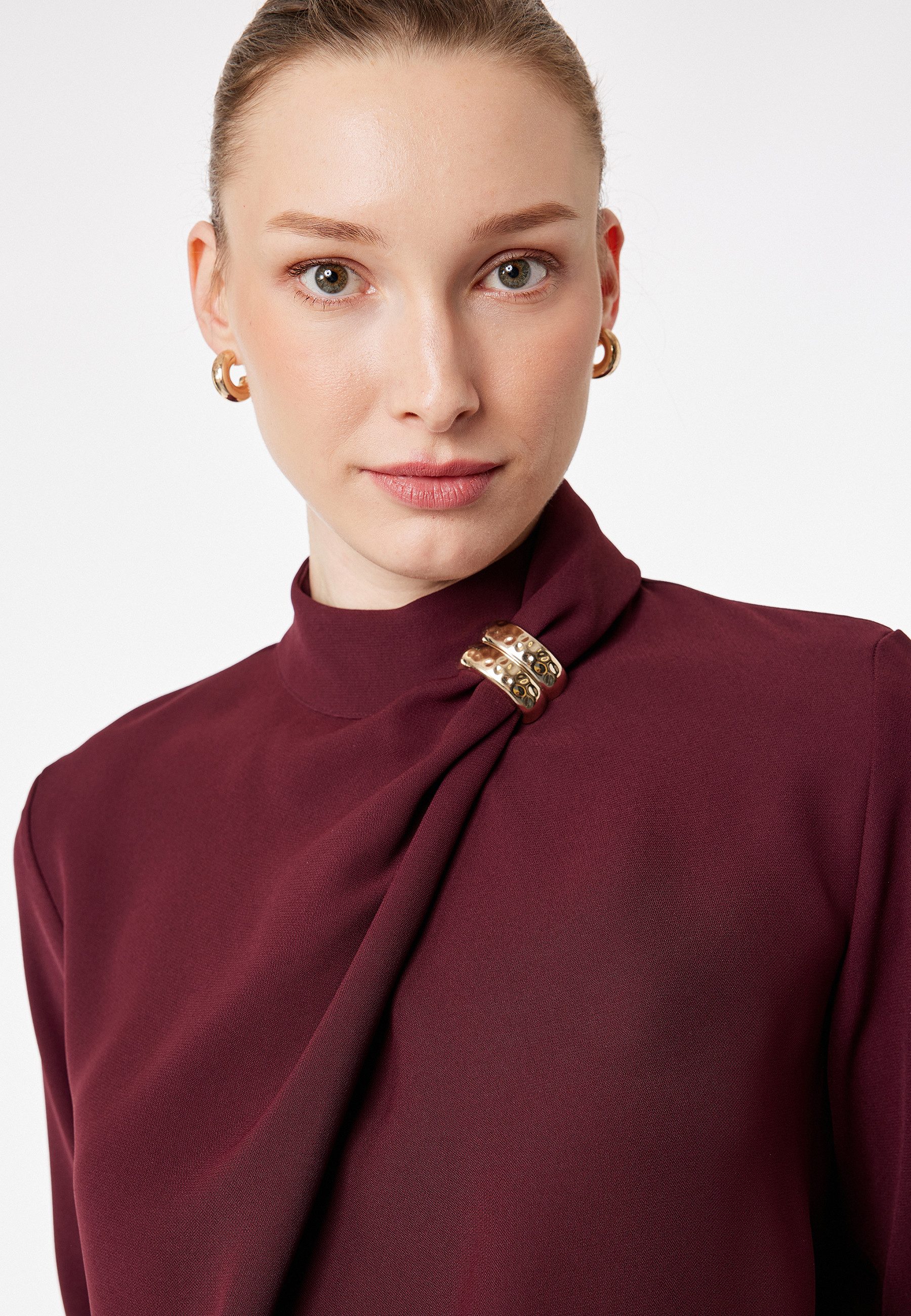 Koton Langarmbluse Koton Asymmetrische Metall-Dekor Bluse