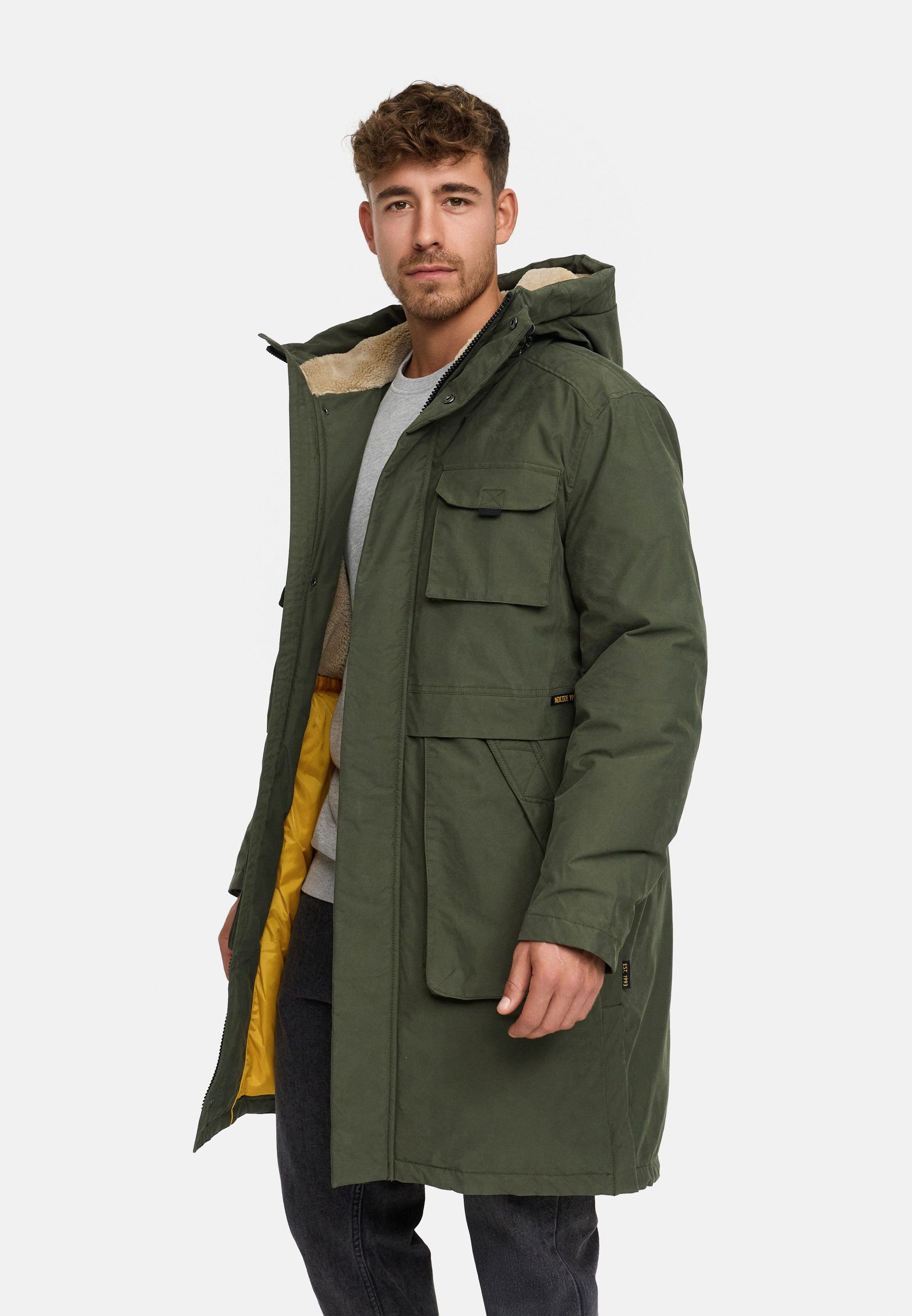 Indicode Winterjacke Herren INKristof Herrenparka Herrenjacke Langer Parka mit wärmender Wattierung