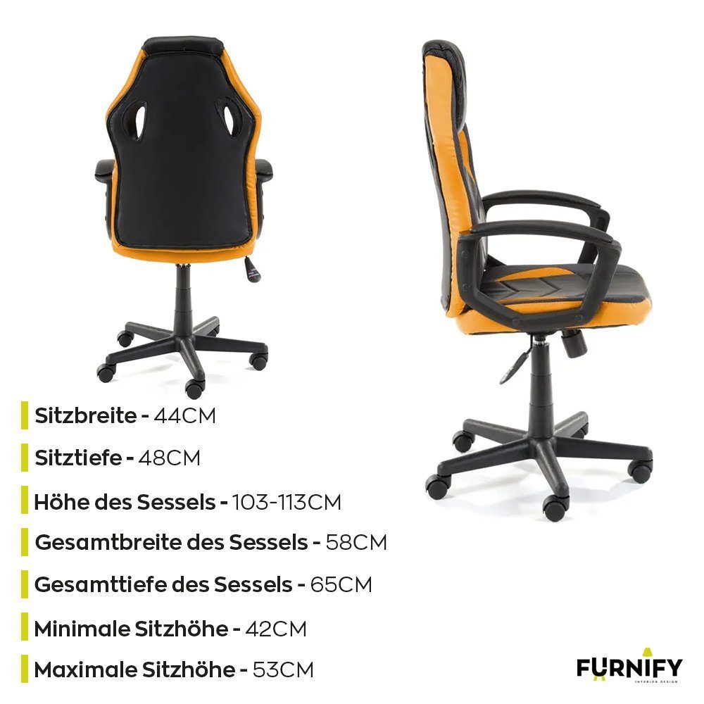 Orange Racing Furnify Gaming Drehstuhl Gaming-Stuhl Stuhl NEO Gaming-Stuhl