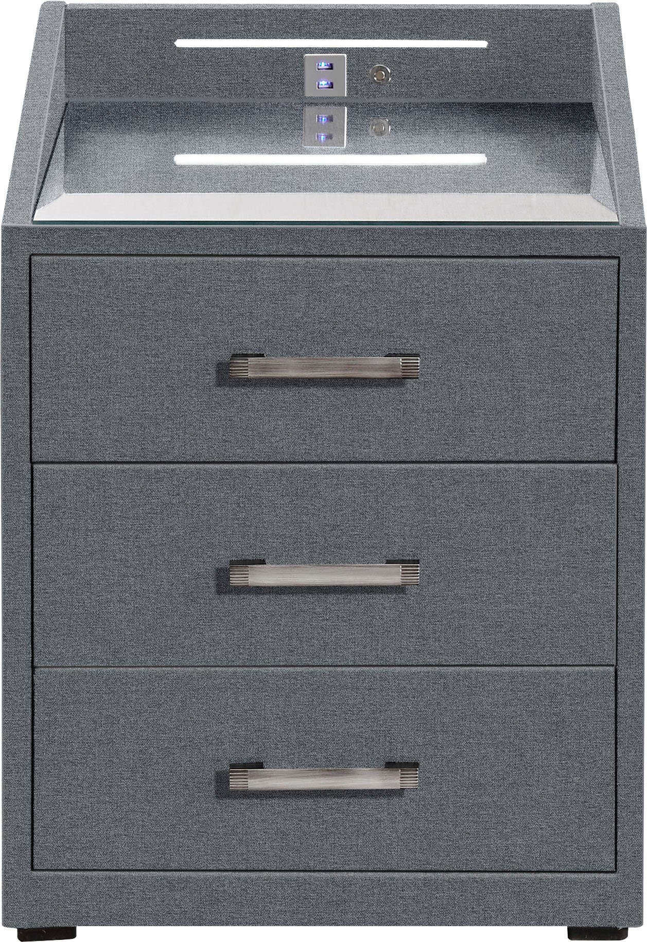 ED EXCITING DESIGN Nachtkonsole Moon, mit LED-Beleuchtung und USB-Anschluss & USB-C-Anschluss