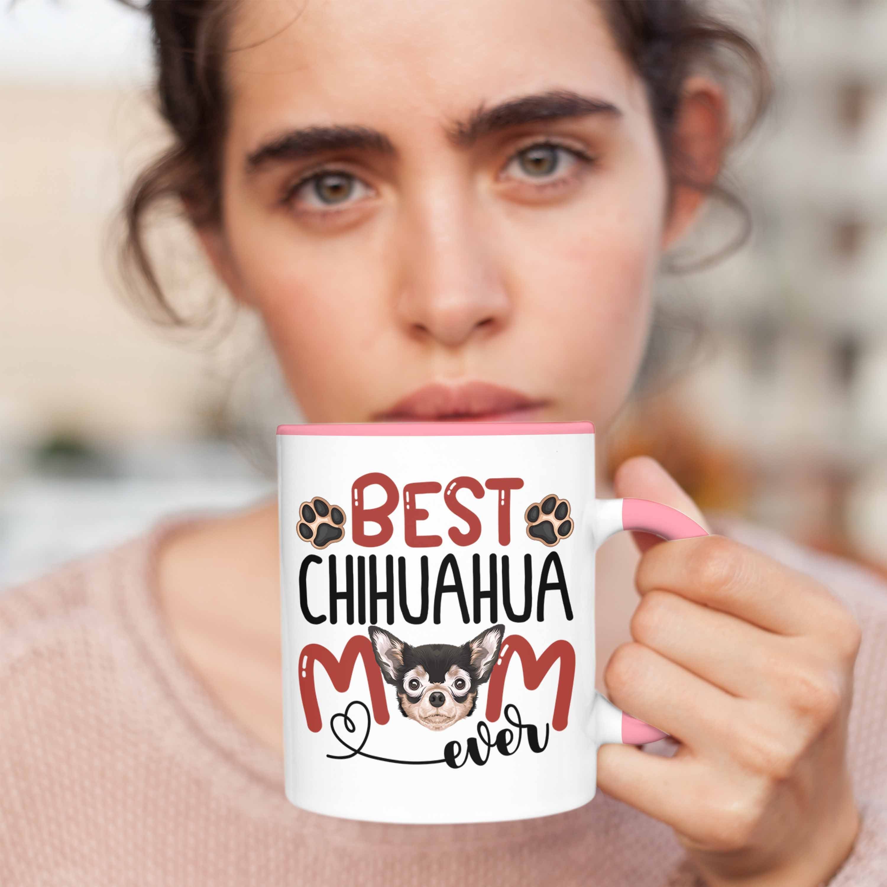 Trendation Tasse Chihuahua Mom Tasse Lustiger Spruch Geschenk Geschenkidee Besitzerin Rosa B