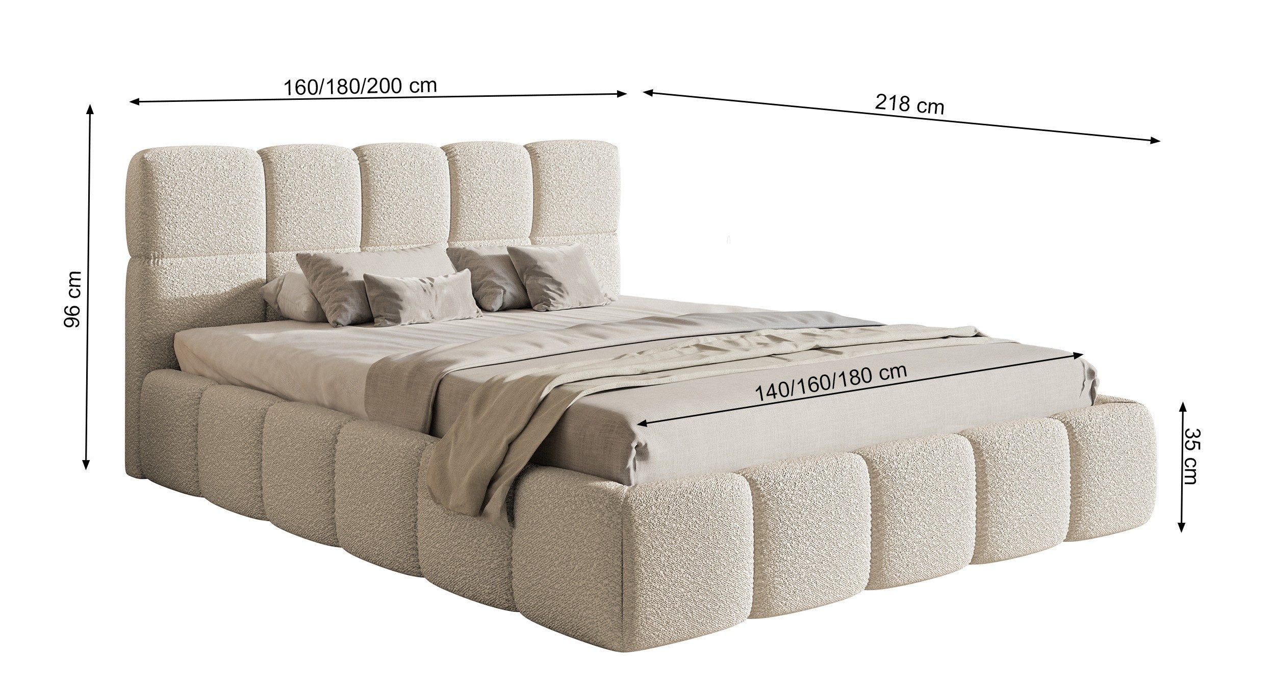 Selsey Polsterbett CLOUDY, mit Rollrost, Kopfteil und Bouclé-Bezug. € 649,99