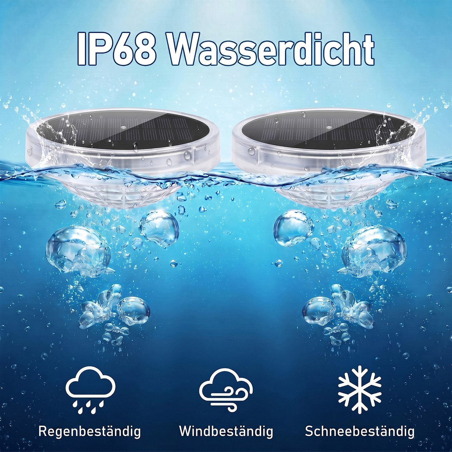 oyajia Pool-Lampe Schwimmende Poolbeleuchtung, RGB Solar Poollicht mit Fernbedienung, 2er Set, LED fest integriert, RGB, IP68 Wasserdicht Unterwasser Licht für  – Bild 5 von 5
