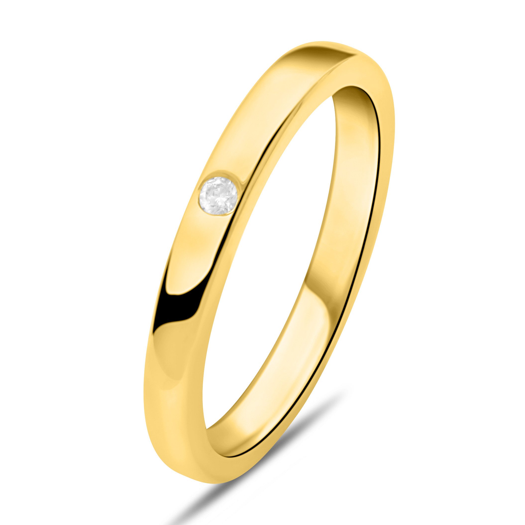 Tony Fein Fingerring Bandring 3 mm 585er 14 Karat Vergoldet Hochglanzpoliert