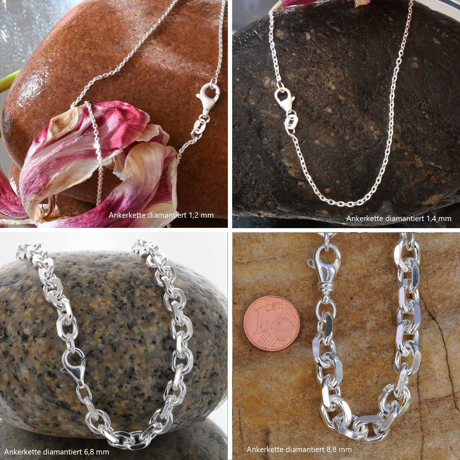 HOPLO Silberkette Ankerkette diamantiert Länge 45cm günstig online kaufen