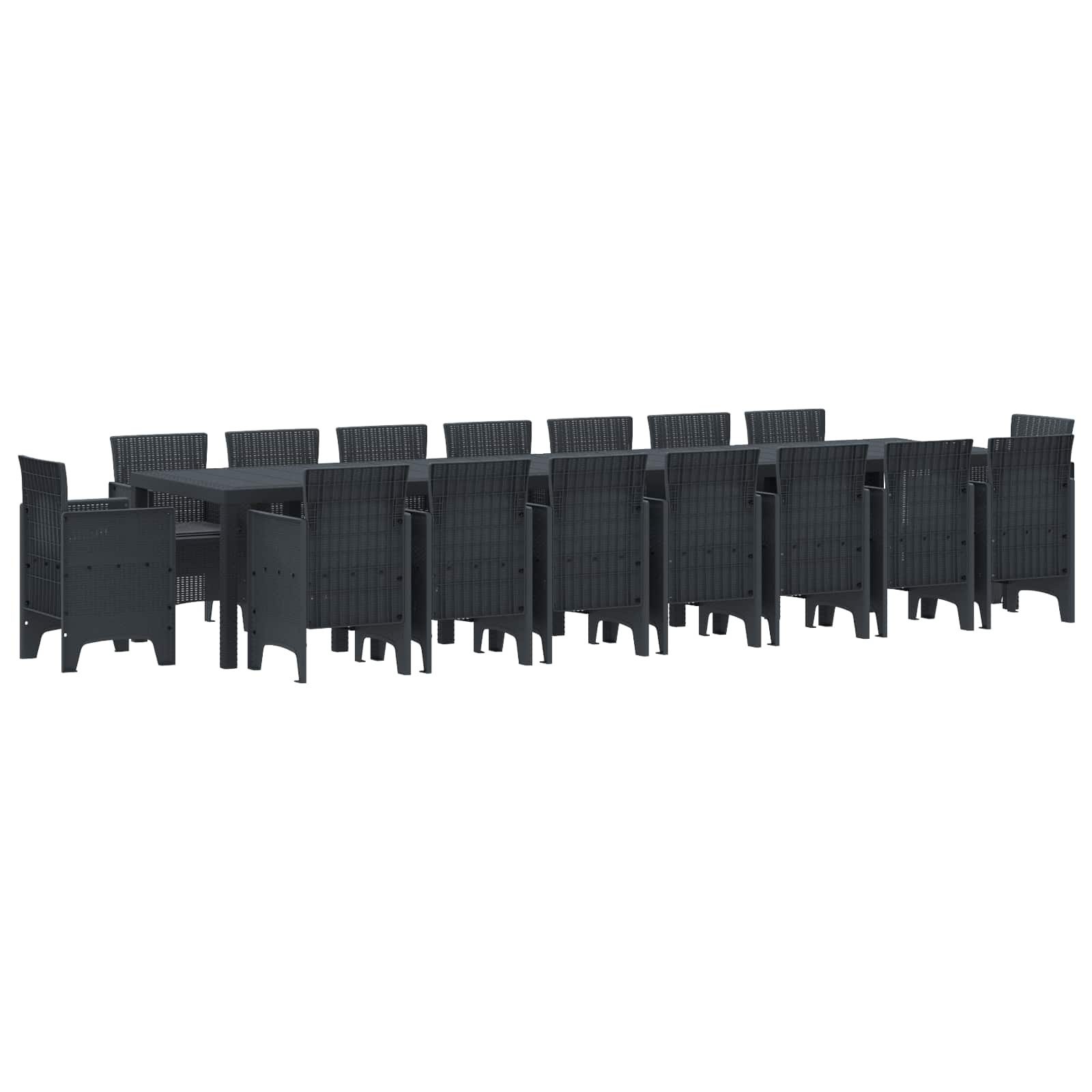 vidaXL Gartenlounge-Set Garten-Esszimmergarnitur mit Kissen 17 stk. Anthrazit PP, (17-tlg)