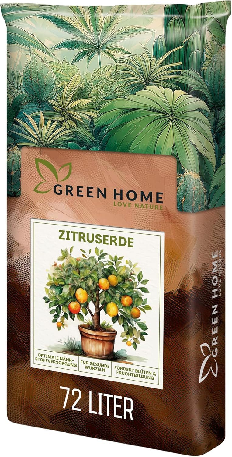 GREEN HOME LOVE NATURE Spezialerde Zitruserde für Zitruspflanzen & mediterrane Pflanzen, Langzeitdünger 18 L, 36 L, 72 L, Langzeitdünger, Perlite, Kokosfasern, pH 5,8, gute Drainage