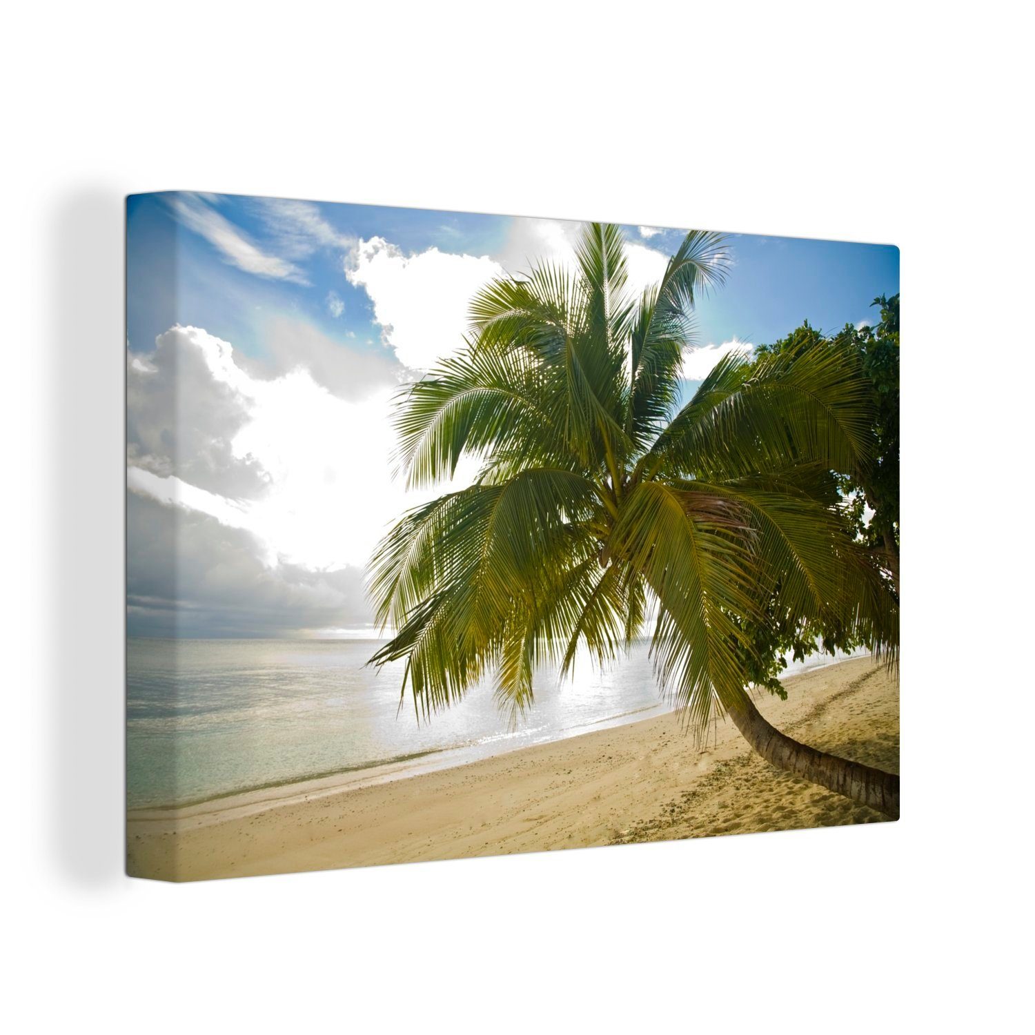 OneMillionCanvasses® Leinwandbild Palmen an der Küste der Insel Sipadan in Südostasien, (1 St), Wandbild Leinwandbilder, Aufhängefertig, Wanddeko, 30x20 cm