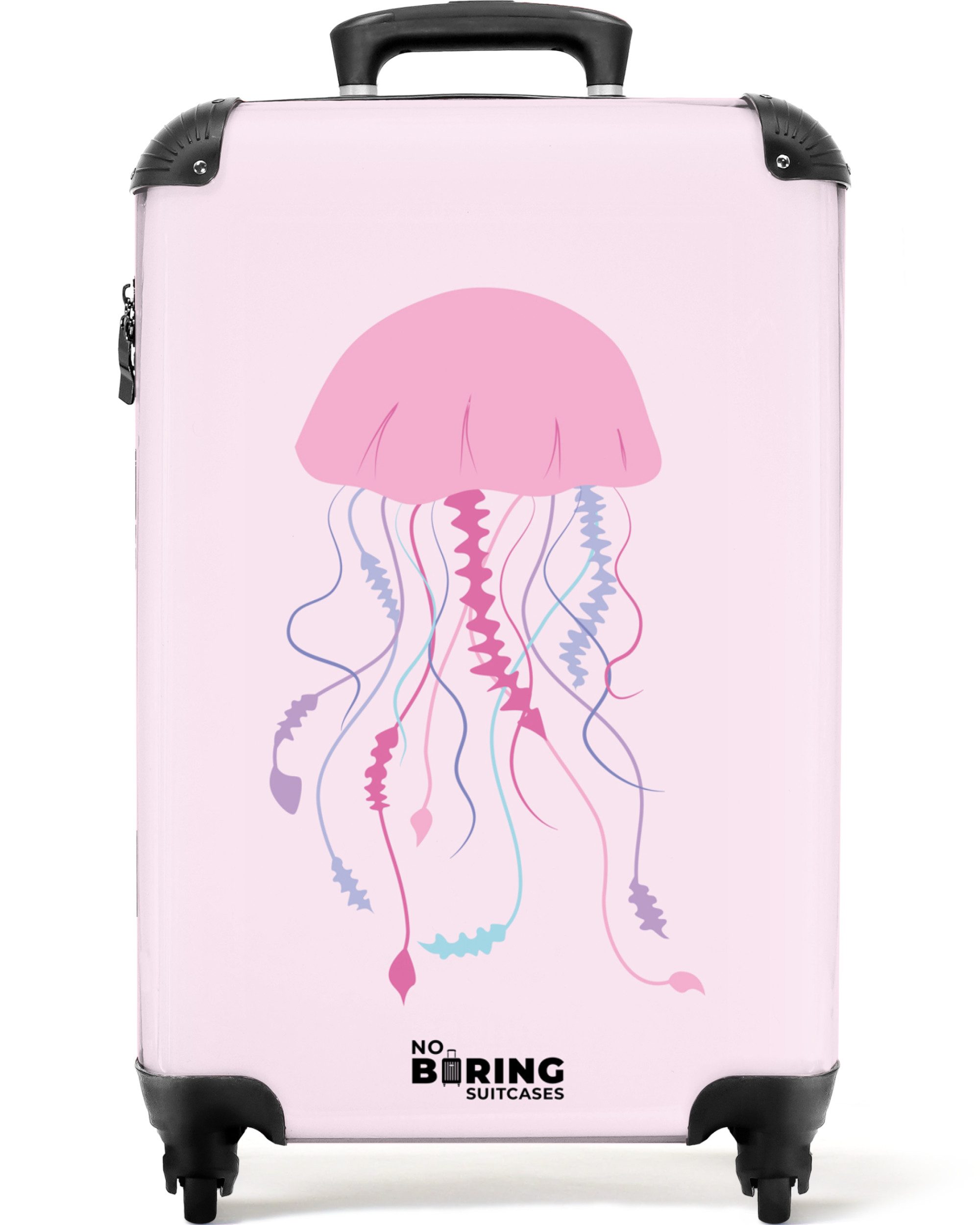 NoBoringSuitcases.com© Hartschalen-Trolley Rosa mit Quallen 55x35x20cm, günstig online kaufen