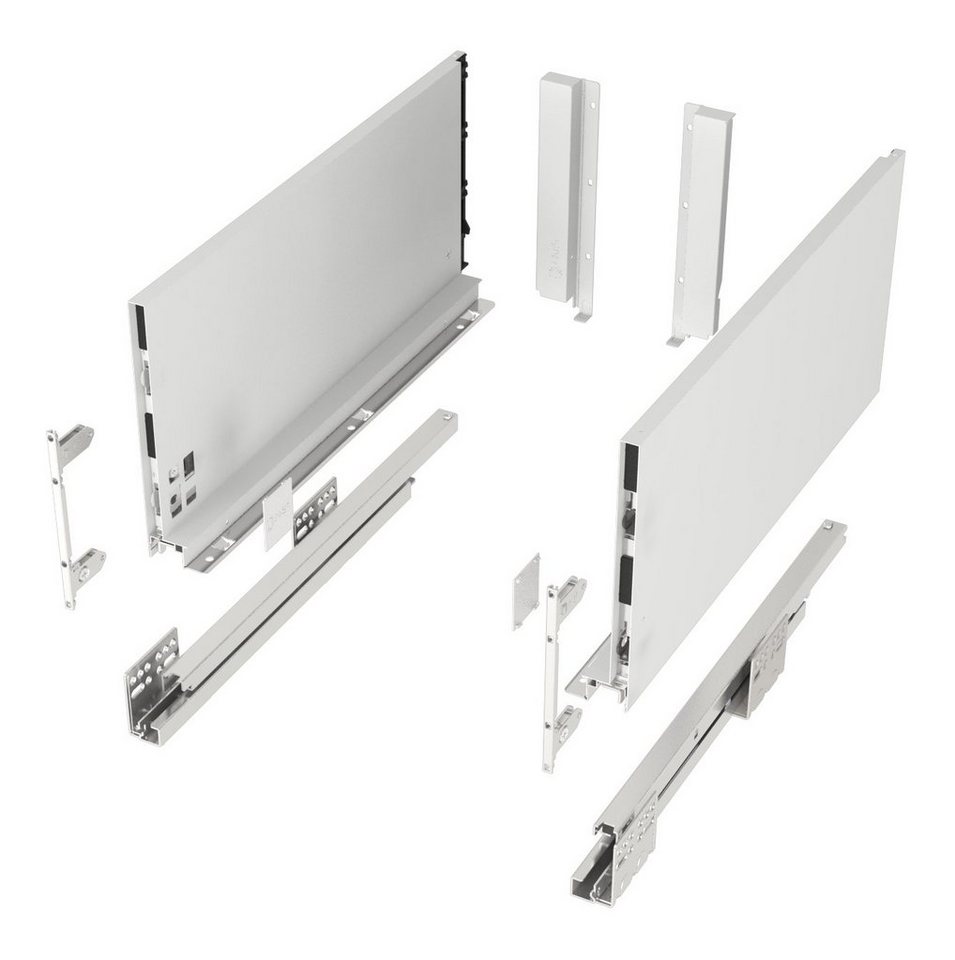 SO-TECH® Schubkasten Schubladensystem JUNKER SLIM weiß H: 199 mm bis 40 kg belast, SoftClose, mit 13 mm schlanken Schubladenzargen, Nennlänge 500 mm