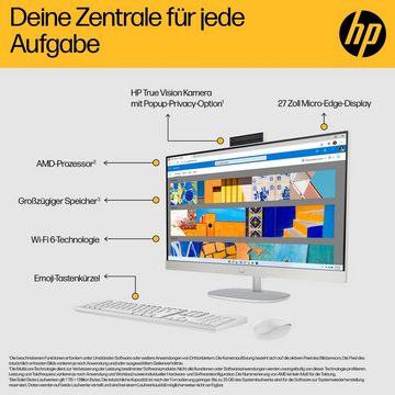 HP 27-cr0207ng All-in-One PC (27 Zoll, AMD Ryzen 3 7320U, Radeon 610M, 8 GB RAM, 512 GB SSD, Luftkühlung)