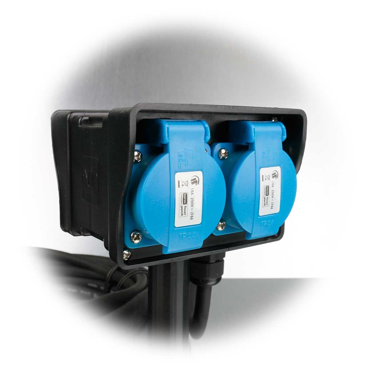 ChiliTec Gartensteckdose Gartensteckdose mit Erdspieß 4-fach IP44 10m Kabel
