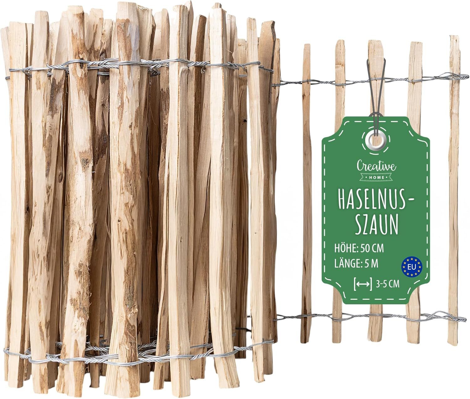Creative Home Zaun Staketenzaun Haselnusszaun, Lattenabstand 3-5 cm, Gartenzaun Holz