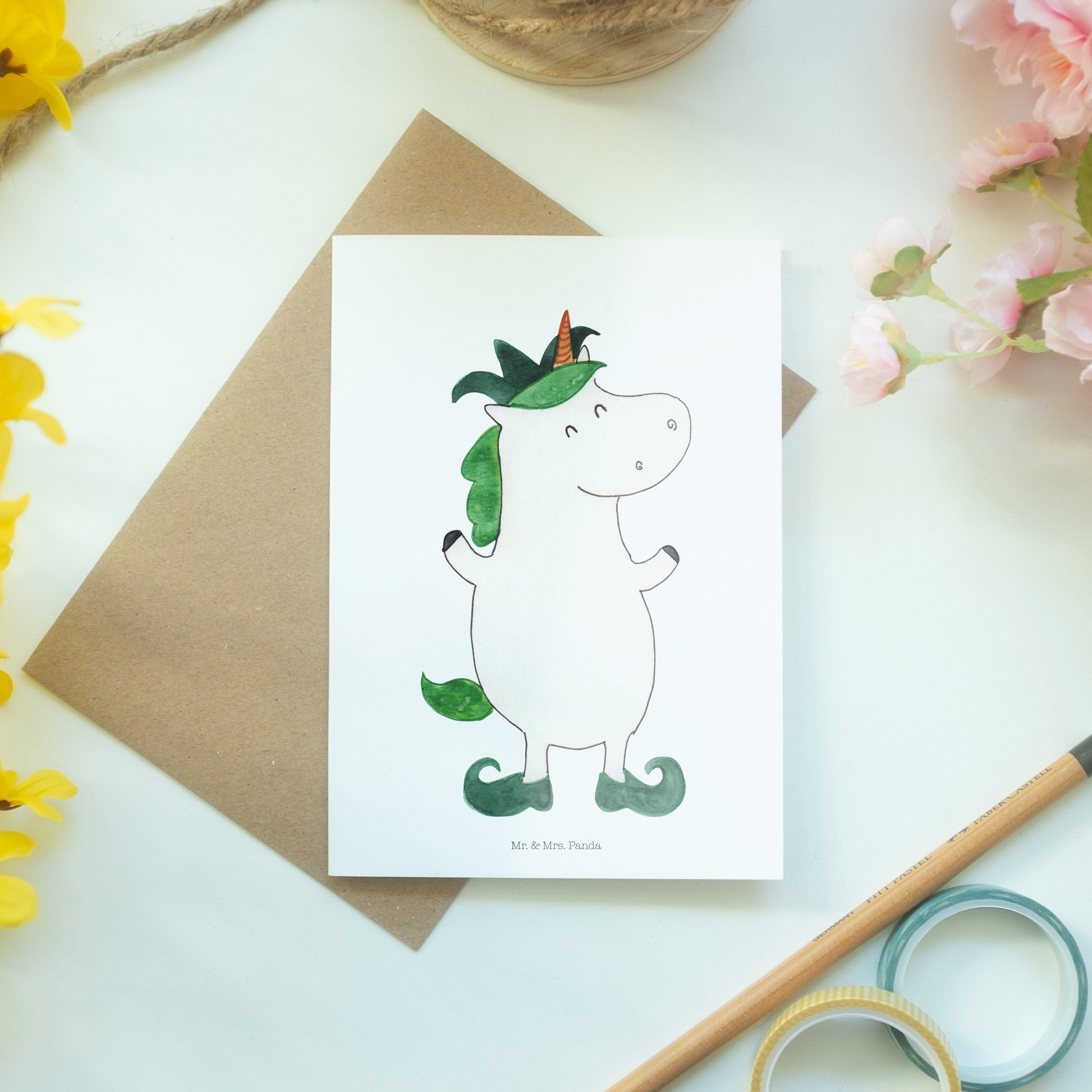 Mr. & Mrs. Panda Grußkarte Karte, Glückwunschka - Einhorn Joker Hochzeitskarte, Weiß Geschenk, 