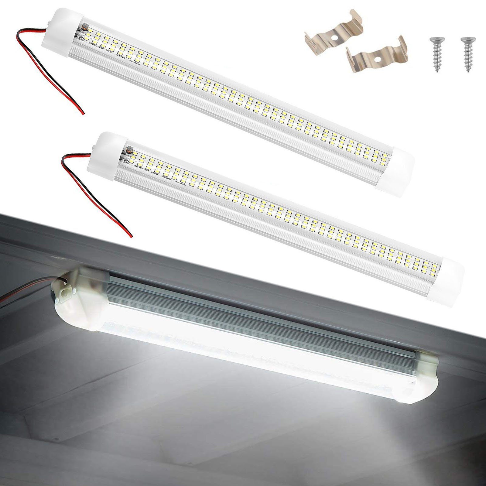 LED Auto LED integriert, Auto Wohnmobile LEDs, Lichtleiste LED Beleuchtung, LKW LETGOSPT LED Van Innenlichtleiste fest 108 Fahrzeugwartung 2x 12V Leuchtet für ‎Kaltweiß, Beleuchtung