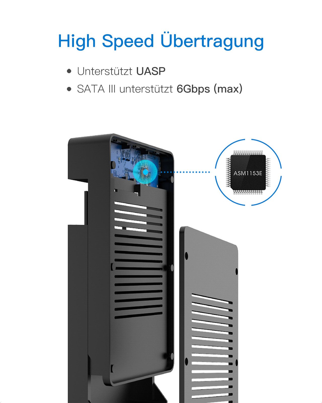 Inateck Festplatten-Gehäuse 2,5”/ 3,5” USB 3.0 zu SATA Externes HDD Gehäuse