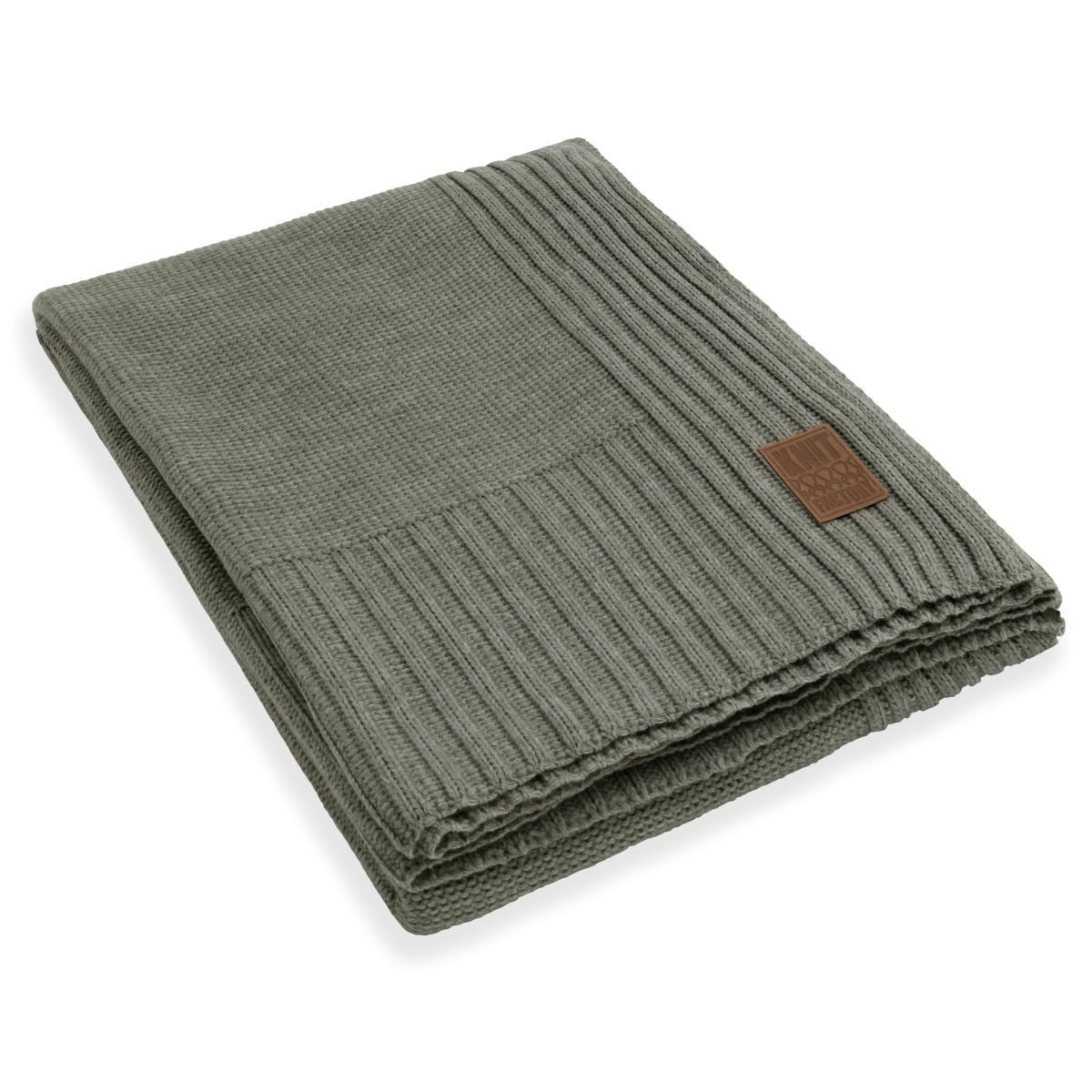 Wolldecke Uni Plaid XL Urban Green 195x225 195x225 cm, Knit Factory, Tagesdecke Kuscheldecke Decke Wohndecke