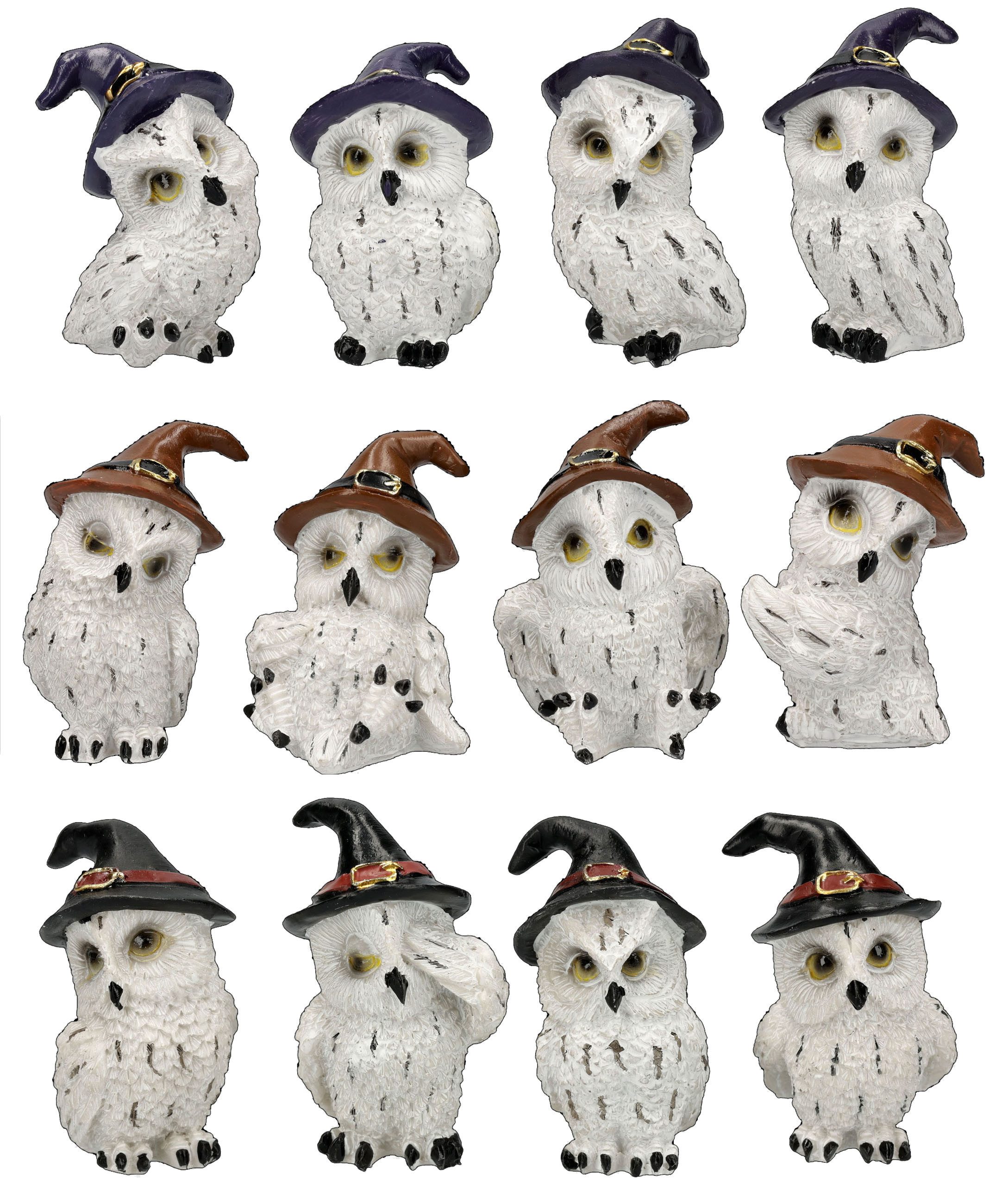 Figuren Shop GmbH Tierfigur Weiße Eulen Figuren – 12er Set Magie Statue Sammlerfigur Fantasy 6 cm