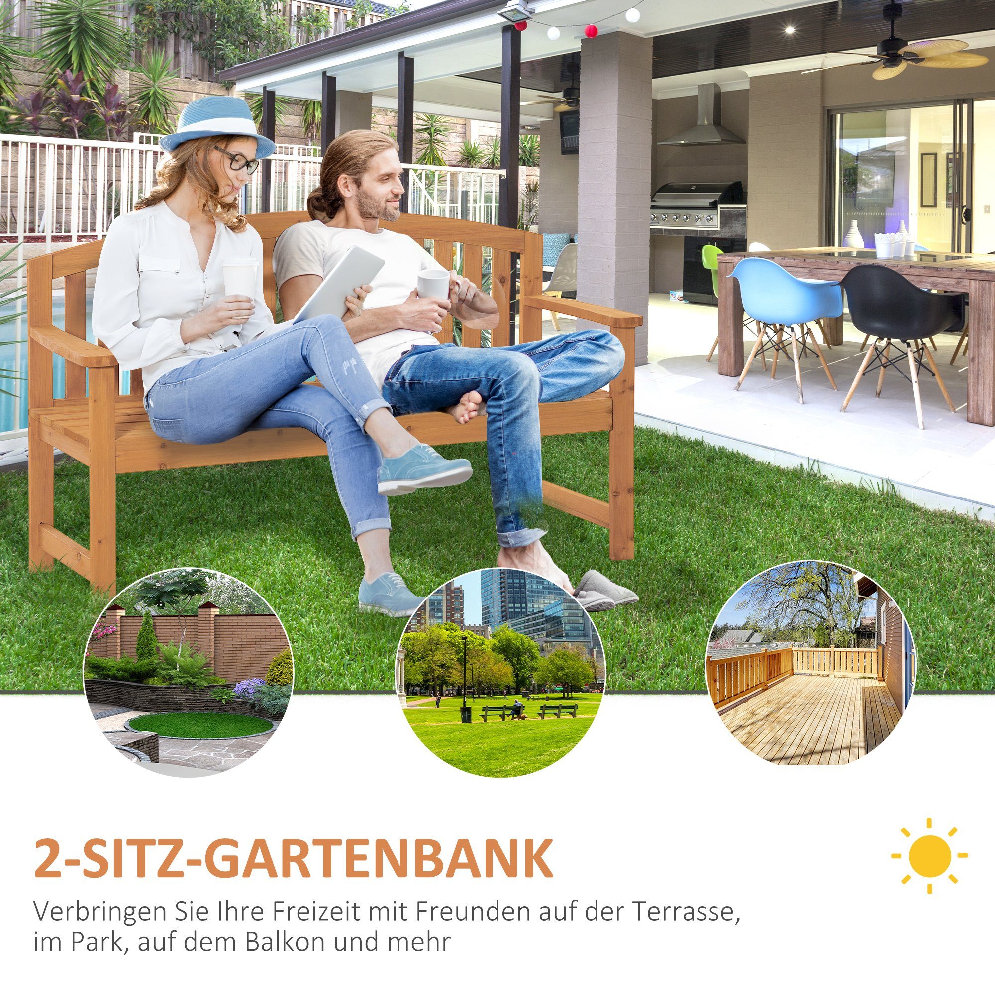 Outsunny Gartenbank), (Set, 3-Sitzer Gartenbank 1 x Bank 1-St.,