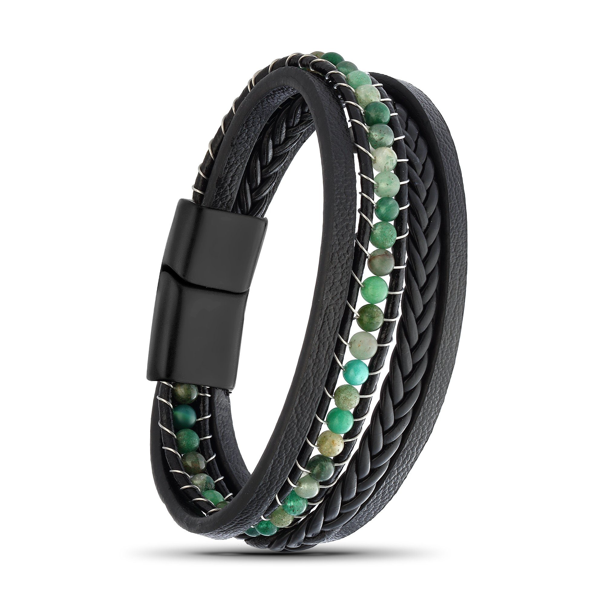 NAHLE Lederarmband Lederarmband mit Achat Perlen (inkl. Schmuckbox), aus Le günstig online kaufen