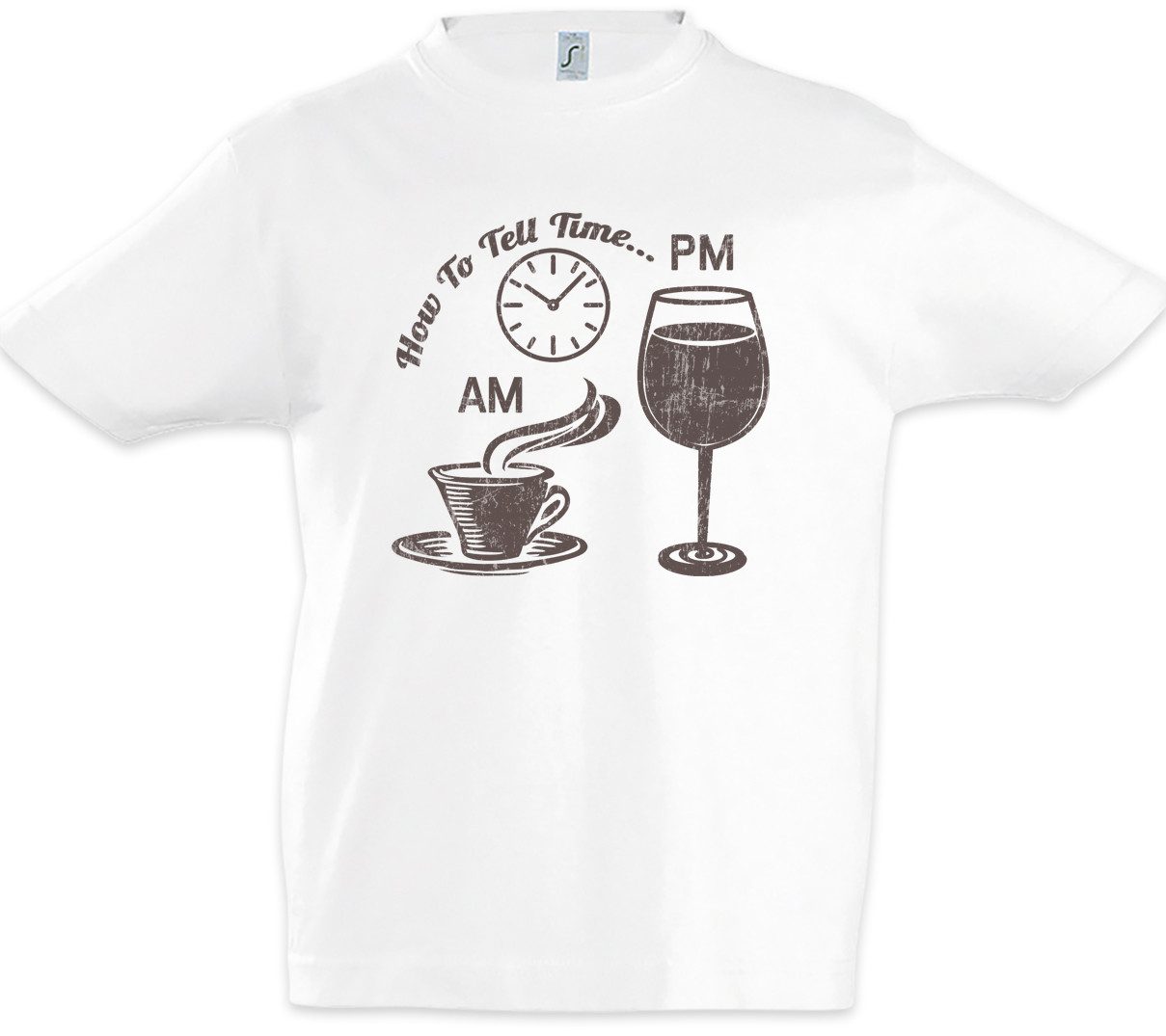 Print-Shirt How To Tell Time Kinder T-Shirt Alkohol Betrunken Tea Drunk Party