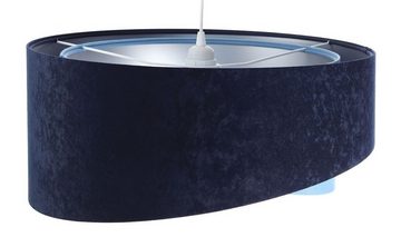 Licht-Erlebnisse Pendelleuchte MARLON, ohne Leuchtmittel, E27 D: 50 cm in Weiß Marineblau Hellblau Silber Stoff Metall Modern