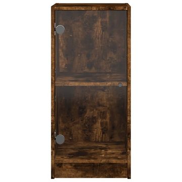 vidaXL Beistellschrank Beistellschrank mit Glastüren Räuchereiche 35x37x75,5 cm (1-St)