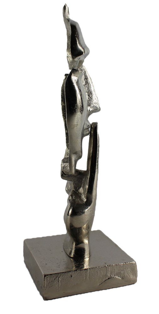 Arnusa Dekofigur Silence Face moderne Skulptur aus Metall silber Deko (1 St),  36,5 x 11 cm Büste Figur | Wandobjekte