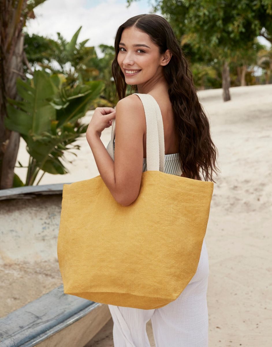 Westford Mill Sporttasche Soft Washed Jute Beach Bag Strandtasche
