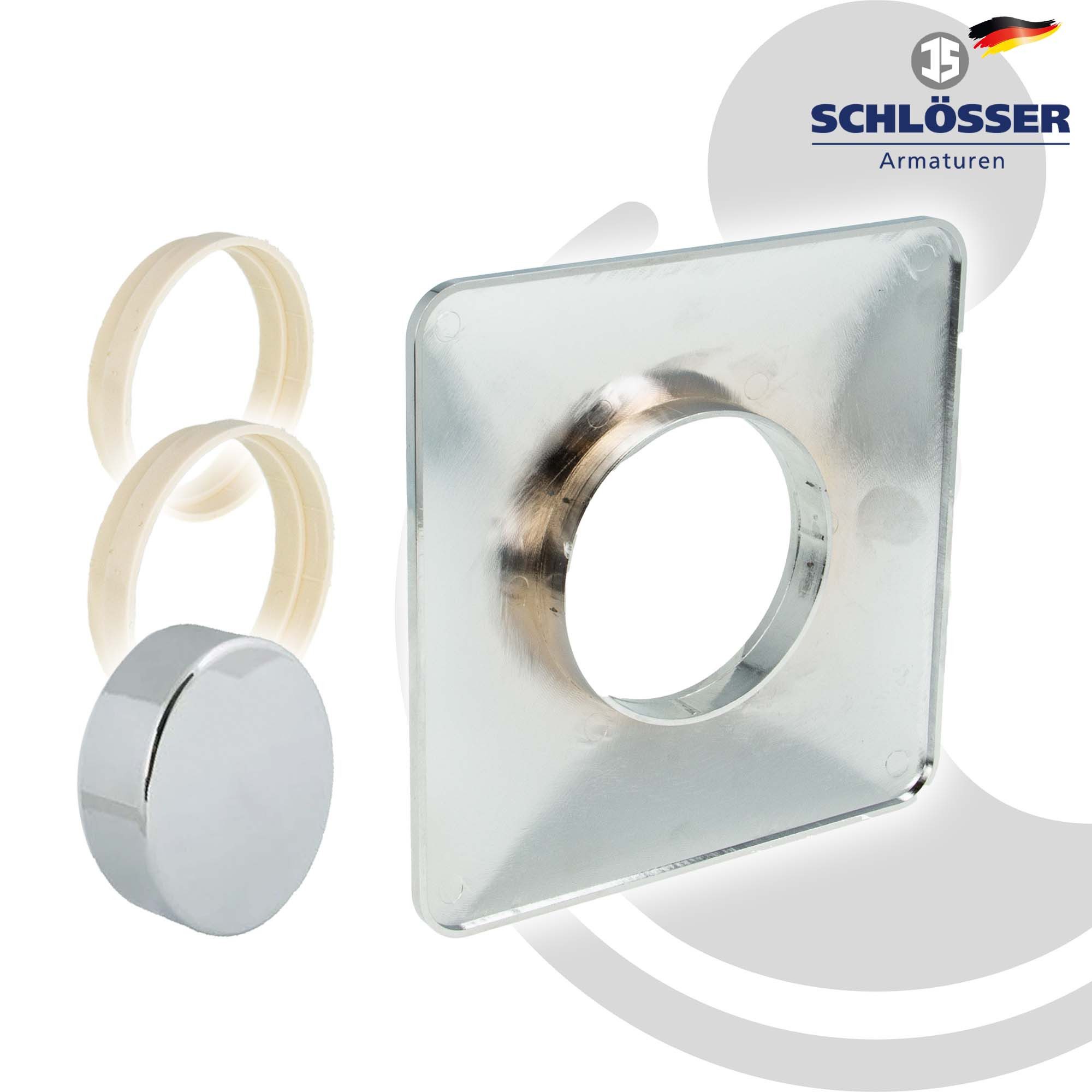 Schlösser Wasserzähler Blindabdeckung 140 x 140 mm, KS-verchromt, inkl. 2 Distanzringen