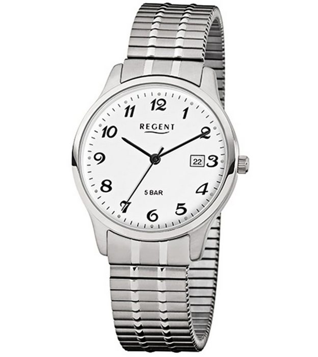 Regent Quarzuhr Regent Herren-Armbanduhr silber Analog (Armbanduhr) Herren Armbanduhr rund mittel (ca. 36mm) Metall Elegant